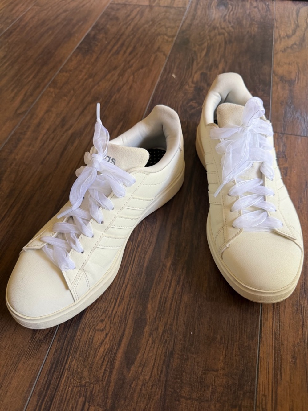Classic Adidas cream ballet core coquette Women's Cream Lace-Up Sneakers